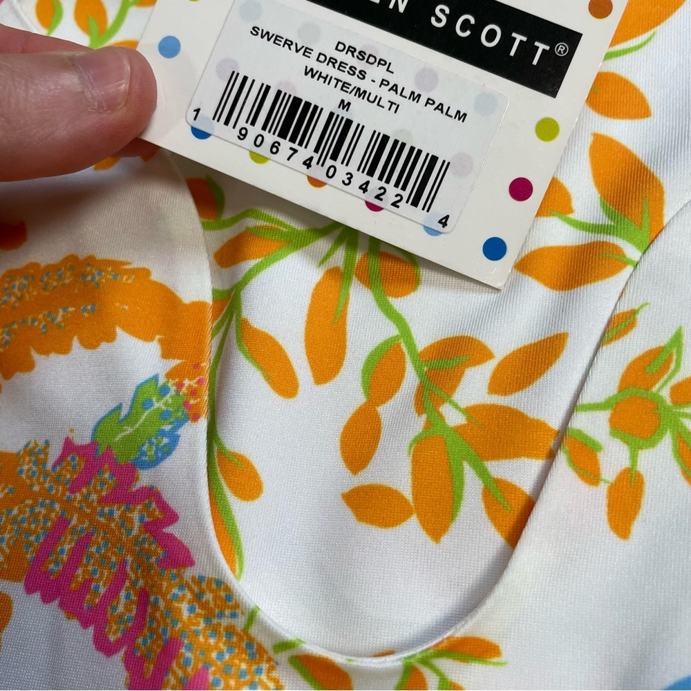 New Gretchen Scott Swerve Dress Medium Womens Palm Palm Multi Sleeveless - Picture 4 of 8